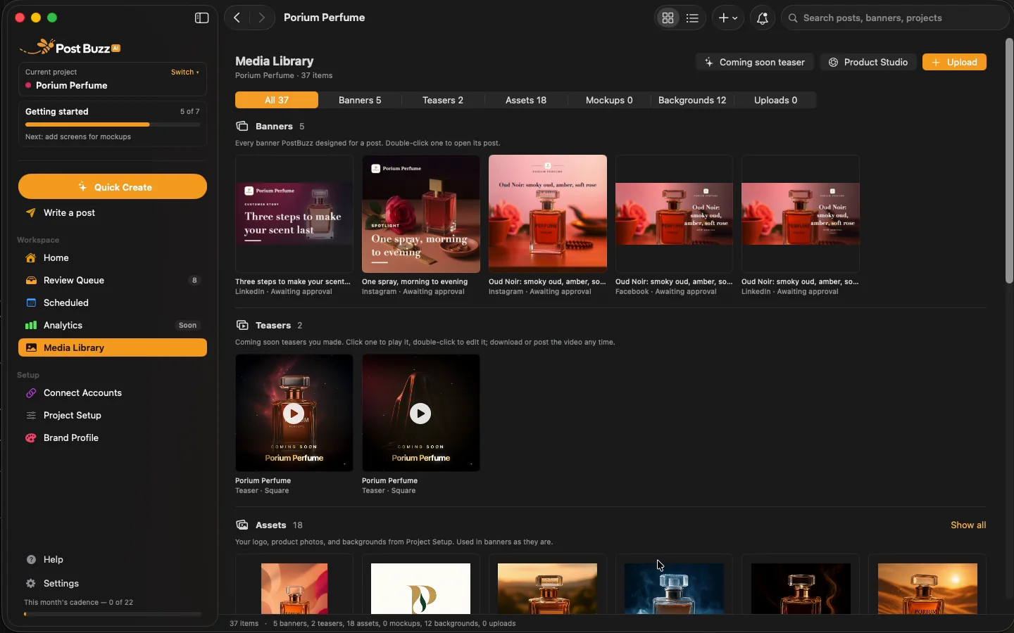 Media Library with banners, teasers and product assets